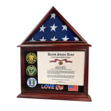 Personalized custom  solid wood  Wall Mounted Veteran Burial Flag Display Case Certificate Document Holder Frame